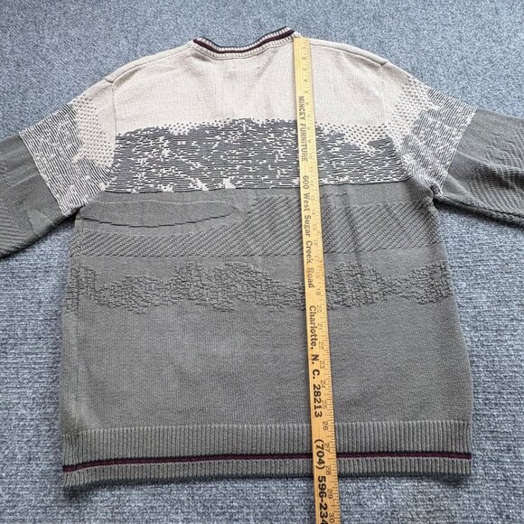 VTG OK Crusader Reef Sweater Mens L Beige Grey Embroidered Golfer Sport Grandpa - Picture 12 of 15